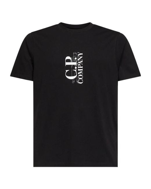 C P Company Black Graphic Logo T-Shirt for men