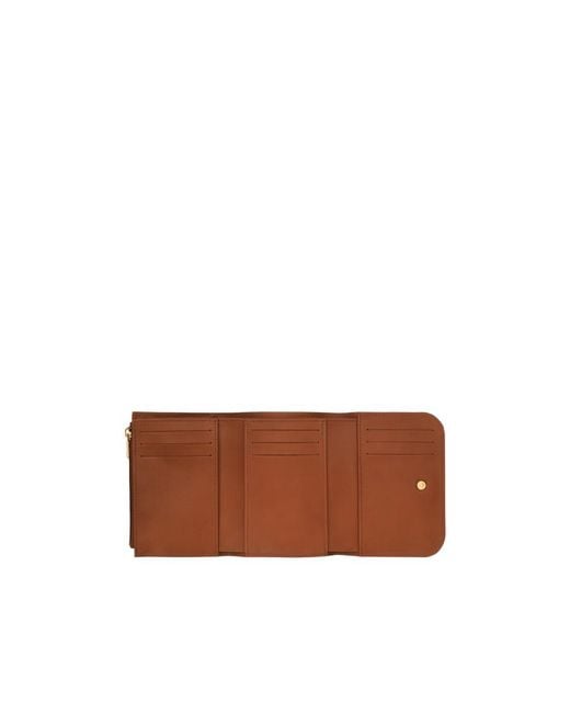 Longchamp Brown Box-Trot Leather Tri-Fold Purse