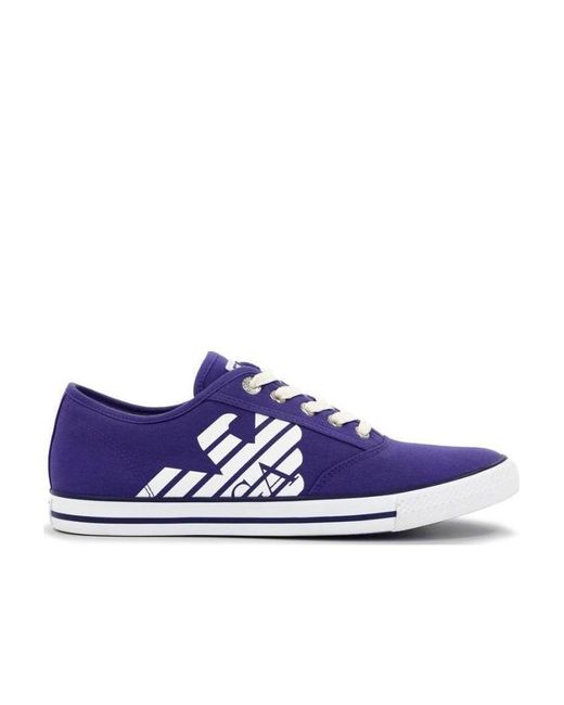 EA7 Blue Logo Strapped Casual Sneakers for men