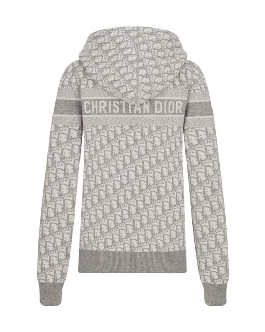Dior Gray Reversible Zipped Cardigan With Hood