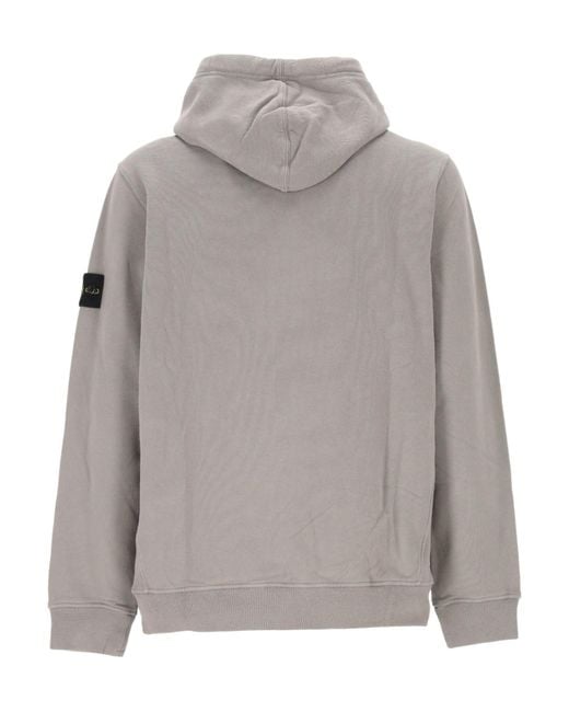 Stone Island Gray Drawstring Hooded Sweatshirt for men