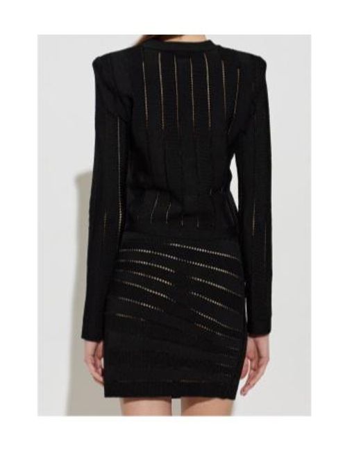 Balmain Black Shoulder Pad Buttoned Cardigan