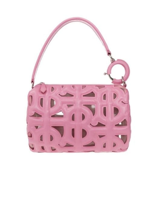 Burberry Pink Mini Quilted Monogram Freya Top Handle Bag