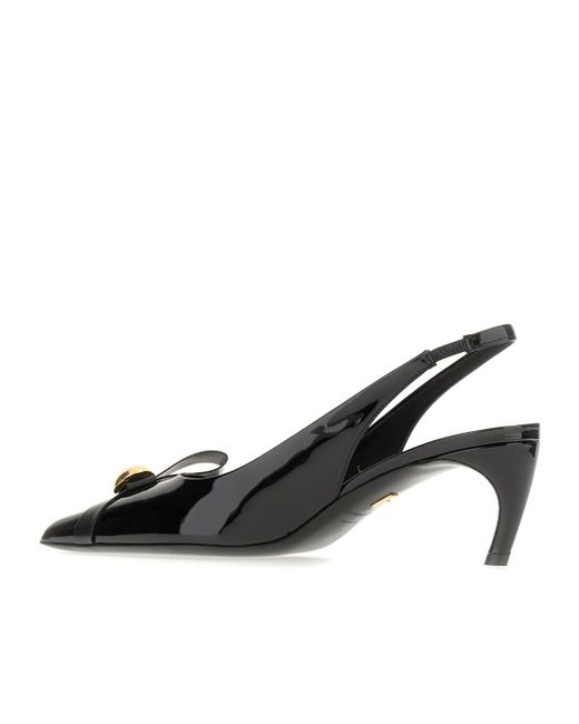 Ferragamo Black Ferragamo Bow Detailed Slingback Pumps