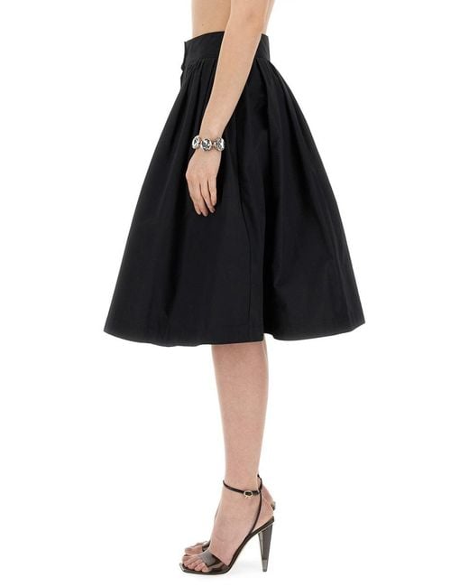 Moschino Black Logo Logo Pleated Skirt