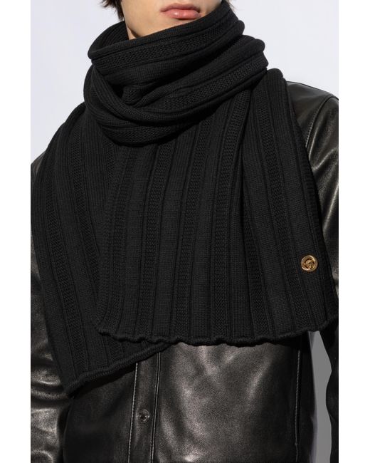 Versace Black Logo-Plaque Scarf