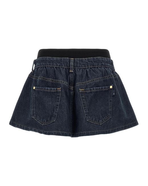 7 For All Mankind Blue 'Banded Mini' Skirt