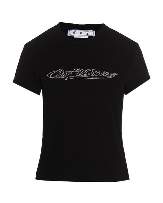 Off-White c/o Virgil Abloh Black Bling Logo-Print Short-Sleeve T-Shirt