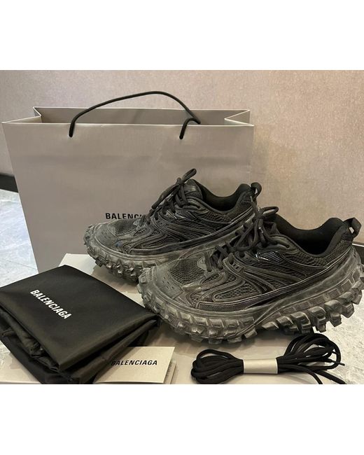 Balenciaga Gray Defender Lace-Up Sneakers