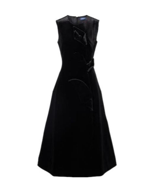 Leo Black C Floral-Appliqué Velvet Midi Dress