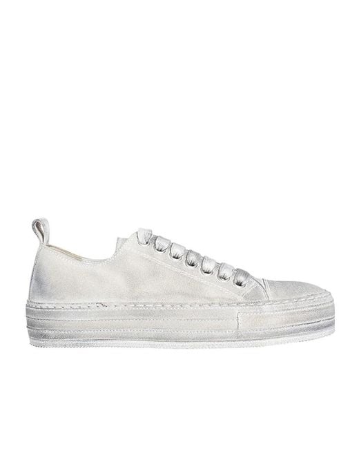 Ann Demeulemeester White Round-Toe Low-Top Sneakers