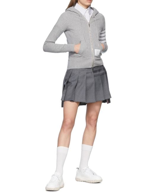 Thom Browne Gray 4-Bar Zip-Up Hoodie