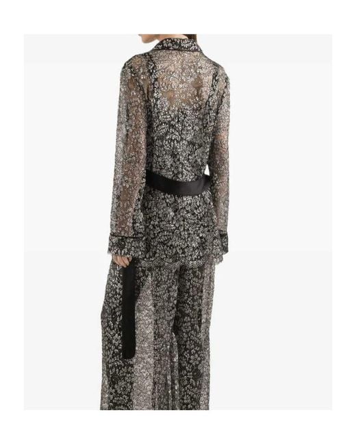 Dolce & Gabbana Gray Lace Floral Shirt