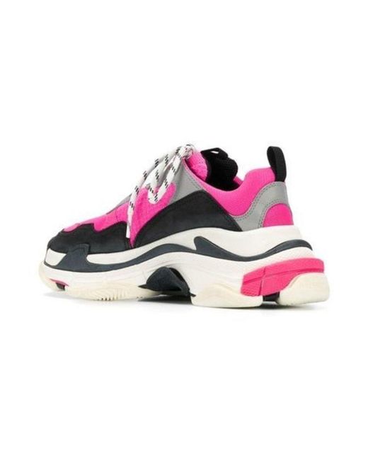 Balenciaga Pink Triple S Color-Matching Casual Sneakers