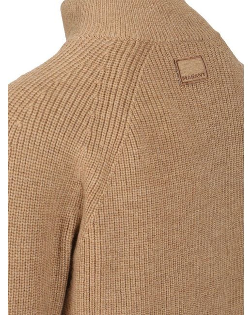 Isabel Marant Brown High-Neck Zipped Knit Cardigan for men