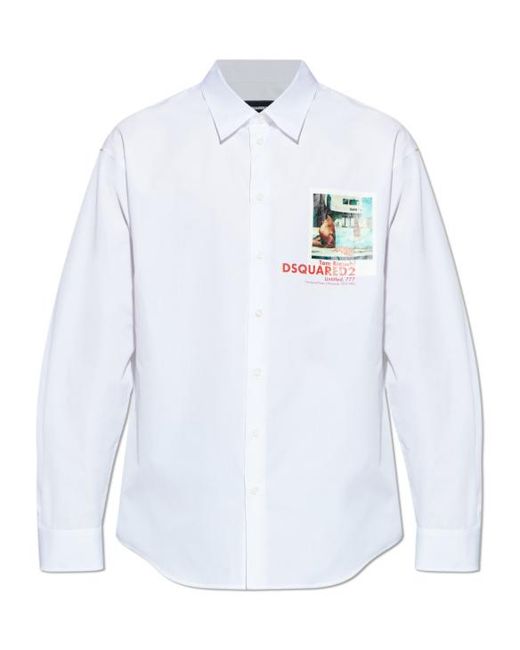 DSquared² White Tom Bianchi Printed Shirt for men