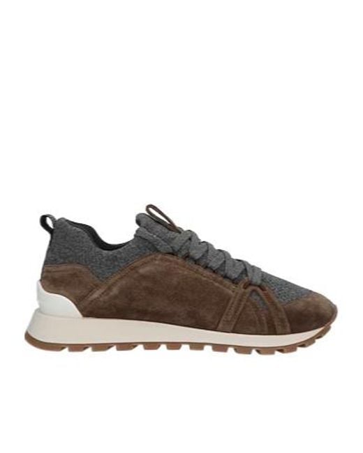 Brunello Cucinelli Brown Colorblocked Lowtop Casual Shoes