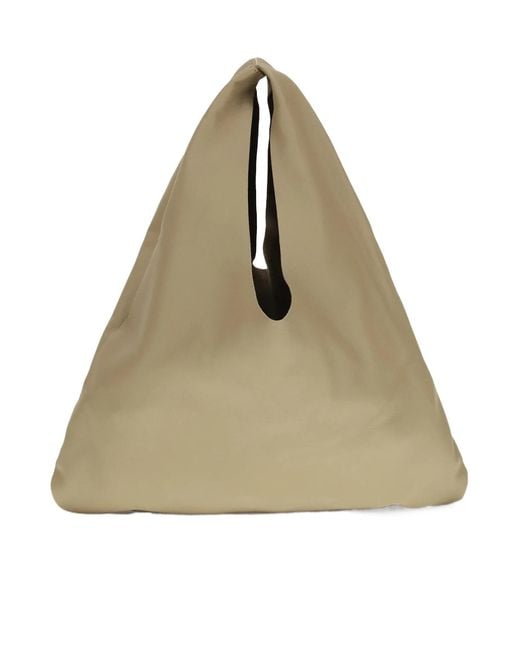 The Row Natural Small Blind Triangular Leather Shoulder Bag