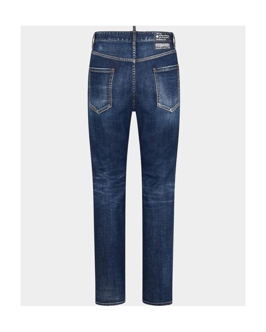 DSquared² Blue Logo Patch Straight-Leg Jeans for men