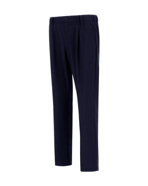 Herno Blue Pleated Tailored Trousers for men