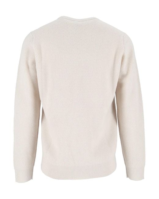 Peserico White Crew-Neck Long-Sleeve Knit Top for men