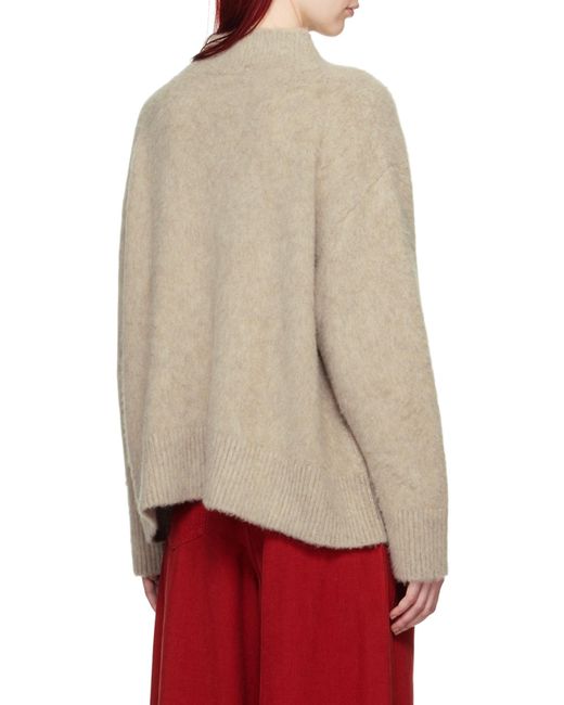 The Row Natural Fayette V-Neck Ribbed-Knit Sweater