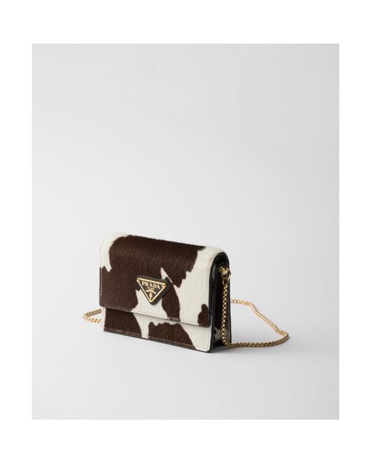 Prada White Triangle-Logo Chain-Linked Card Holder