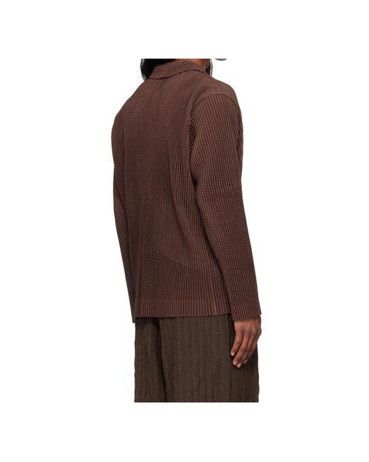 Homme Plissé Issey Miyake Brown Outer Mesh Blazer for men