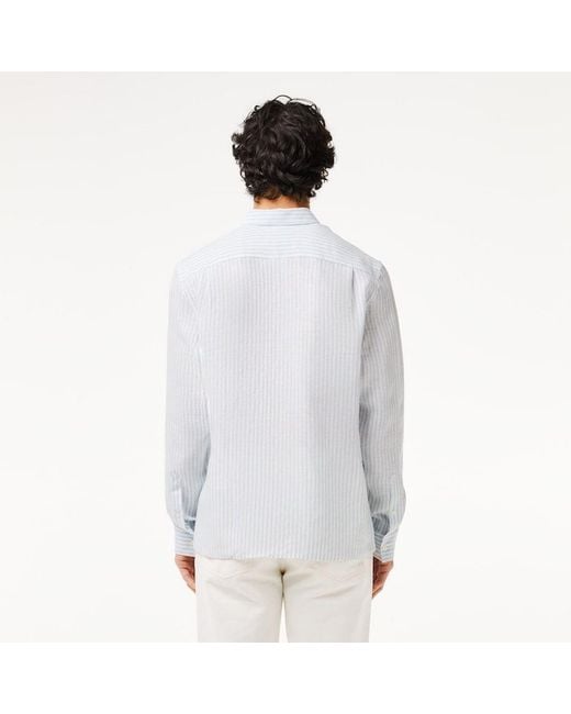 Lacoste White Regular Fit Striped Shirt for men