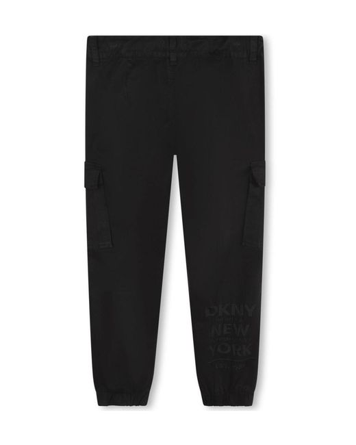 DKNY Black Logo-Patch Cargo Pants