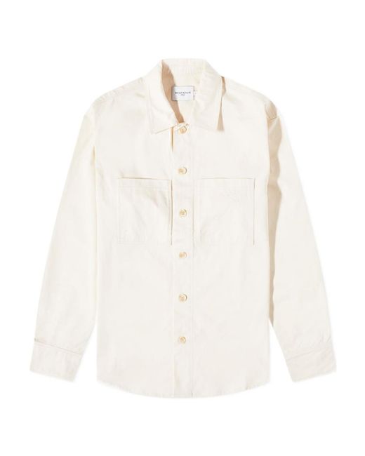 Maison Kitsuné White Profile Fox Cotton Gabardine Shirt for men
