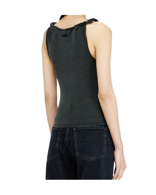 DIESEL Black Logo Embroidered Ribbed Tank Top