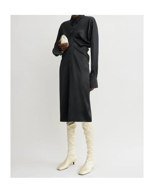 Totême Black Totême Slouched Buttoned Shirt Dress