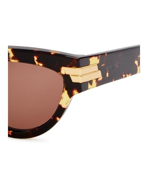 Bottega Veneta White Tortoiseshell Cat-Eye Sunglasses