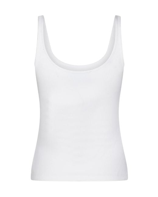 Blumarine White Logo-Embellished Ribbed Top