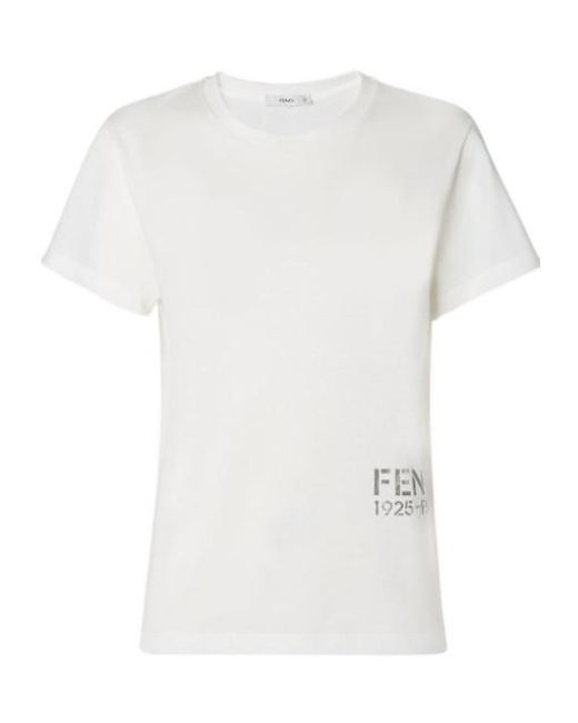 Fendi White Ivory Jersey T-Shirt