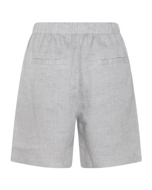 Brunello Cucinelli Gray Linen Tailored Shorts