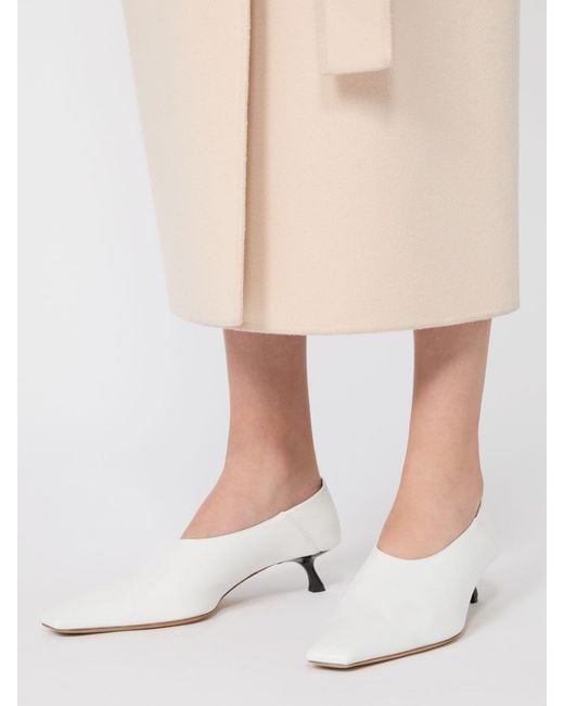 Sportmax White Pointed Kitten Heeled Pumps