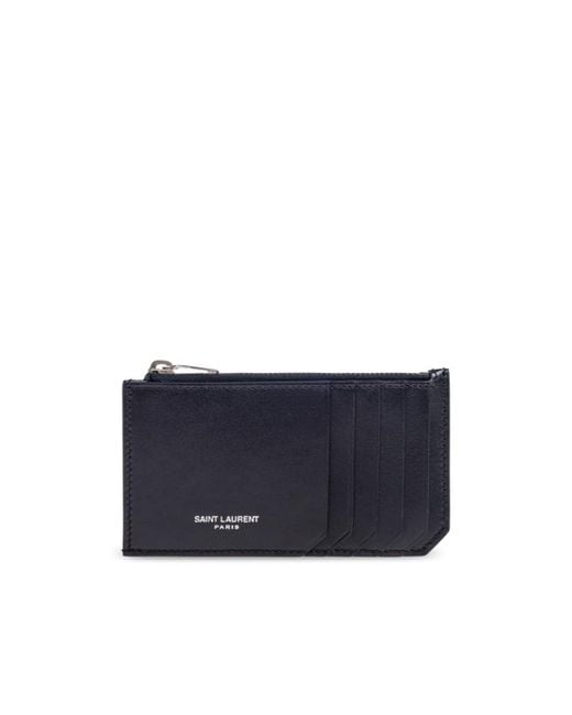 Saint Laurent Blue Paris Zipped Cardholder for men