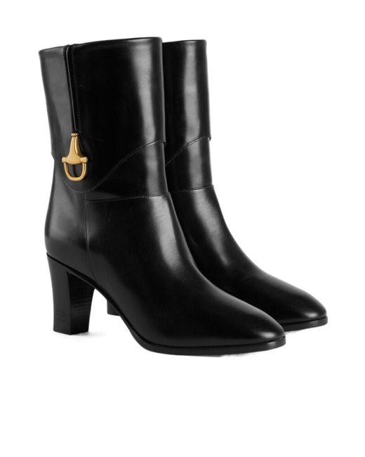 Gucci Black Elizabeth Heeled Ankle Boots