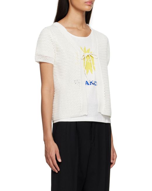 A.P.C. White Tie-Front Knitted Cardigan