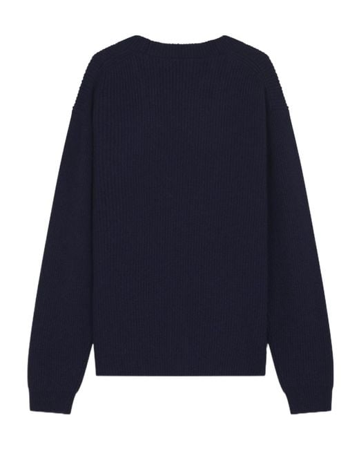 Maison Kitsuné Blue Maison Kitsuné Bold Fox Head Patch Knitted Cardigan for men