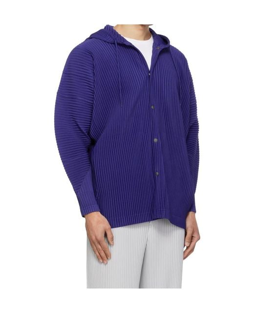 Homme Plissé Issey Miyake Blue Pleated Jacket for men