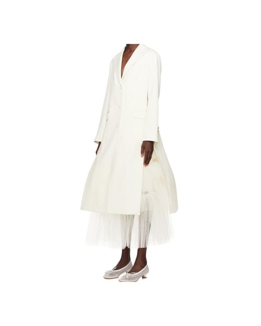 Simone Rocha White Cut-Out Bow Detail Coat