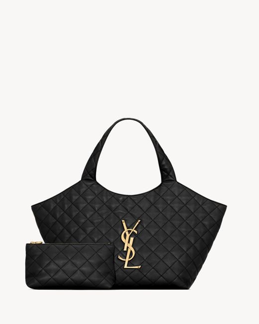 Saint Laurent Black Icare Medium Quilted Shoulder Bag
