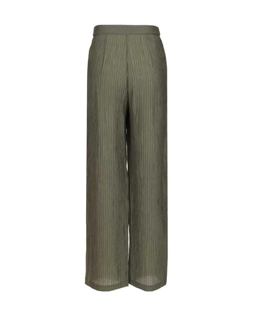 Emporio Armani Green Pleated Embellished Wide Leg Pants