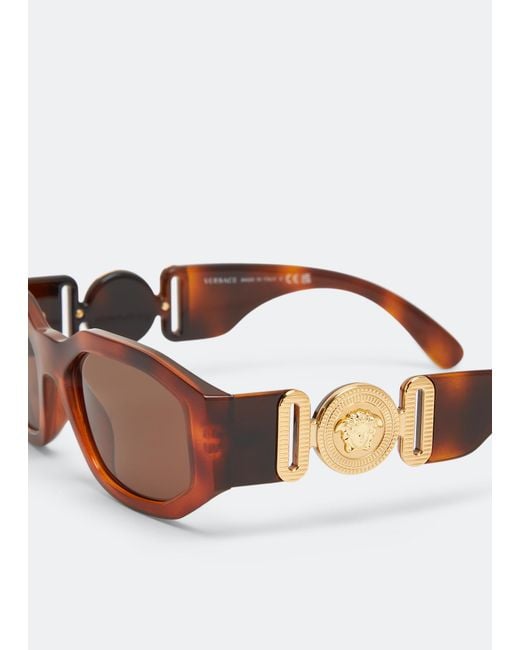 Versace Brown Eyewear Rectangular Frame Sunglasses for men