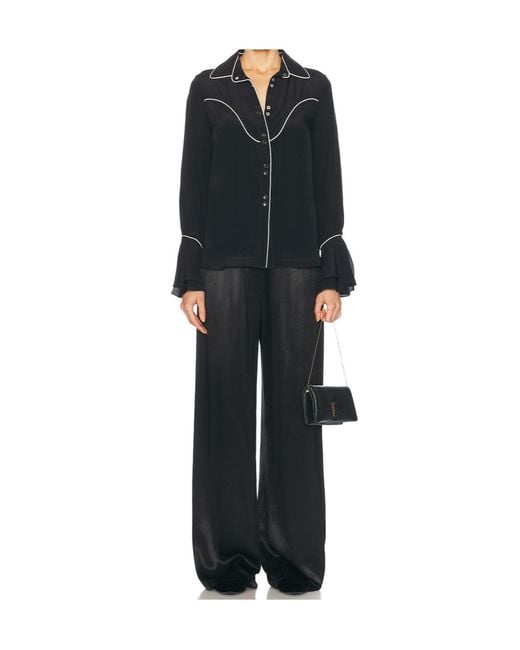 Johanna Ortiz Black Piped-Cuff Shirt