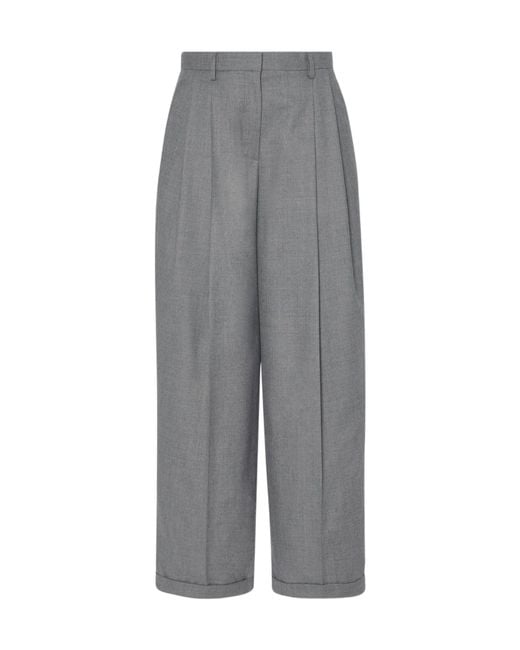 The Row Gray Pleated Trousers