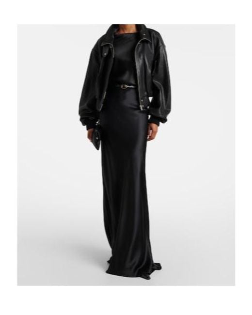 Nour Hammour Black Briar Leather Bomber Jacket